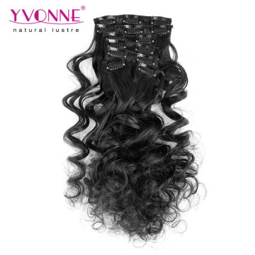 100% Top Real Human Hair Clip in Hair Extensions